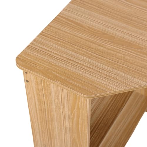 Talent Star Corner Computer Desk, Small Desk with Drawers and Open Shelves Small Study Table Triangle Desk with Storage CPU Stand Compact Home Office Triangle Table Workstation Light Brown
