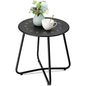 danpinera Outdoor Side Tables with Flower Cut Outs, Weather Resistant Steel Patio Side Table, Small Round Outdoor End Table Metal Side Table for Patio Yard Balcony Garden Black - color: Black