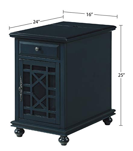Martin Svensson Home Elegant Chairside End Table with Power — 24″W x 16″D x 25″H, Catalina Blue — Transitional Painted Accent Table with Flip-Top USB Charging, Drawer & Cabinet Storage - color: Catalina Blue