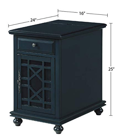 Martin Svensson Home Elegant Chairside End Table with Power — 24″W x 16″D x 25″H, Catalina Blue — Transitional Painted Accent Table with Flip-Top USB Charging, Drawer & Cabinet Storage - color: Catalina Blue