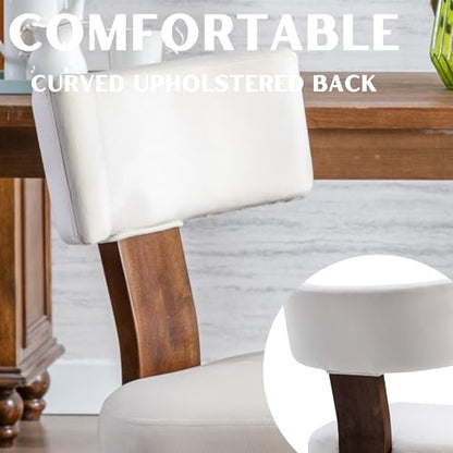 RIVOVA Set of 4 Modern Dining Chairs, Farmhouse Velvet Upholstered Dining Room Chairs Kitchen Chairs Side Armless Chairs with Curved Backrest Wood Legs, Cream - color: Cream Curved