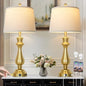 Touch Lamps for Night Stands Set of 2-29.5" Tall Bedside Lamp with USB C+A, 3 Way Dimmable Bedroom Lamps, Gold Metal Table Lamps for Living Room - color: Gold