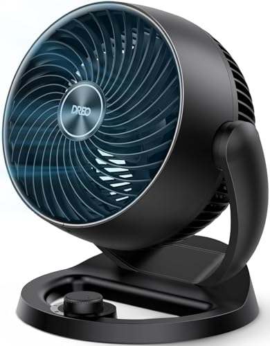 DREO Fan for Bedroom, 12 Inches, 70ft Powerful Airflow, 25db Quiet Table Air Circulator Fans for Whole Room, 120° Adjustable Tilt, 3 Speeds, Desktop Fan for Home, Office, Kitchen - color: Black