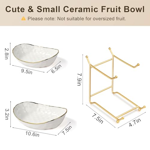 Fruit Bowl for Kitchen Counter - 2 Tier Ceramic Fruit Basket, Fruit Holder for Fresh Fruit & Veggies, Modern Tiered Fruit Platter Serving Trays for Party - color: 2White-Rack01