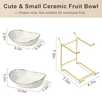 Fruit Bowl for Kitchen Counter - 2 Tier Ceramic Fruit Basket, Fruit Holder for Fresh Fruit & Veggies, Modern Tiered Fruit Platter Serving Trays for Party - color: 2White-Rack01
