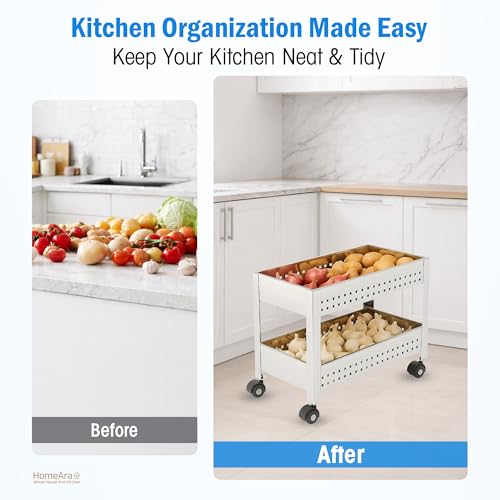 2-Tier Rolling Utility Cart with Wheel, Stainless Steel Storage Trolley Organizer for Kitchen, Office, Portable Multi Purpose Storage Rack Shelf, Movable Organizer Cart, Silver - size: 2 - Tier