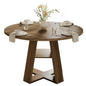 47.2" Round Dining Table for 4-6, Circle Kitchen Table with Open Storage Shelf, Farmhouse Dinner Table with Cross Pedestal Base for Dining Room, Kitchen, Living Room, Walnut - color: Walnut