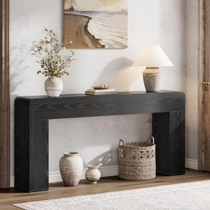 Tribesigns 70.9-Inch Extra Long Console Table, Rustic Wooden Sofa Table Behind Couch, Farmhouse Entryway Console for Living Room, Entryway, Hallway, Foyer (Black) - color: Black