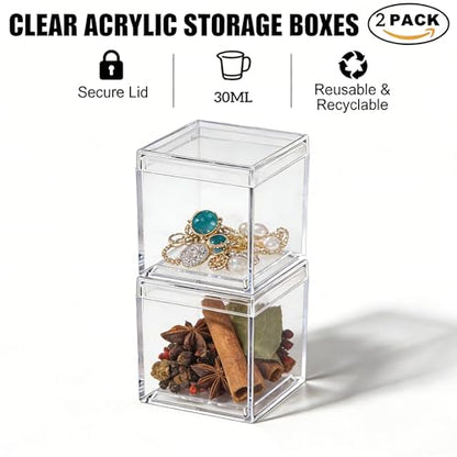 KissYou Small Acrylic Box with Lid Clear Candy Boxes Acrylic Square Cube 4 Pieces Display Case Transparent Jewelry Storage Box Party Decorative Boxes - size: 1.3 x 1.3 x 1.3 Inch