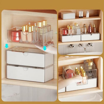 3 Tier Medicine Cabinet Organizer and Storage,Stackable Bathroom Medicine Organizer with Removable Dividers, Plastic Vanity Storage,White - size: 3 Tier White