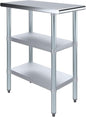 Stainless Steel Work Table with Double Undershelf – Commercial Utility Prep Table for Kitchen, Restaurant, Bakery – NSF Certified (24 x 18) - size: 24 x 18