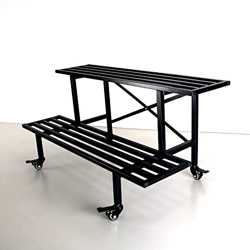 Zhongma 2 Tier Sturdy Metal Plant Stand with Wheels Heavy Duty Plant Holder for Home Indoor and Outdoor,L45.67 x W17.5 x H16.14 inch,440 LBS Capacity & Heavy Duty Construction