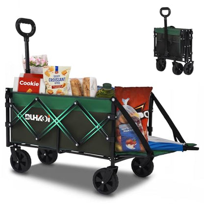 Foldable Wagon with Tailgate,12 lb Lightweight Small Utility Cart | Garden, Grocery, Beach, Camping, Portable Use, Green - color: Army Green