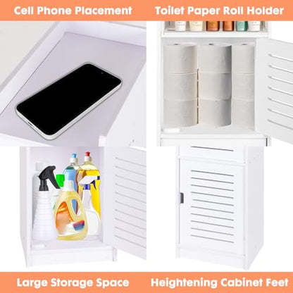 ShellKingdom Toilet Paper Holder Stand, Small and Slim Bathroom Storage Cabinet for Bathroom Small Spaces, 29.1 x 9.5 x 7.9 inch - size: 29.1 x 9.5 x 7.9 inch