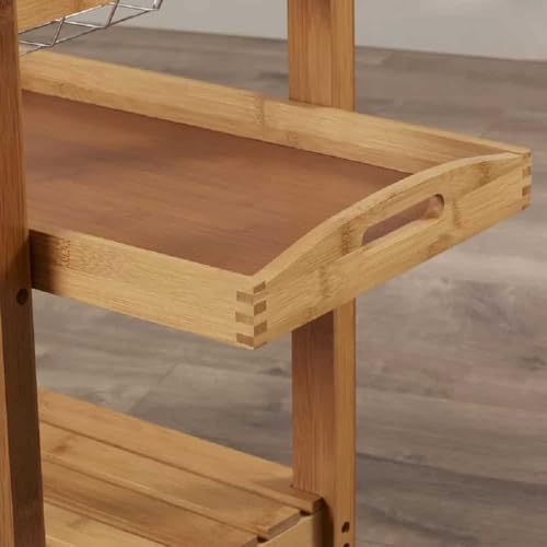 Boraam Aya Bamboo Kitchen Cart with Faux Marble Top - size: Kitchen Cart