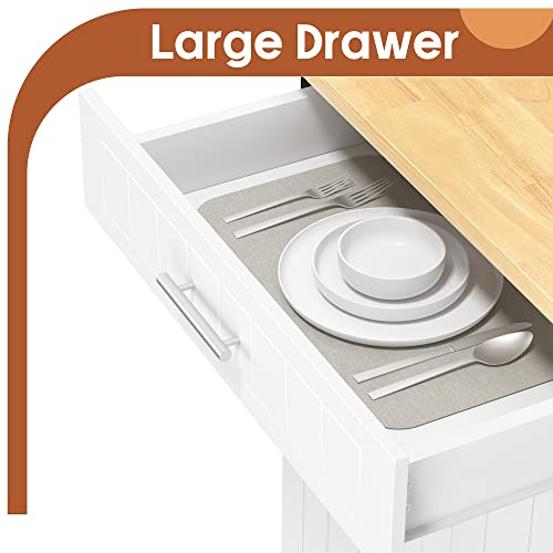 SUNLEI Rolling Kitchen Island Cart with Storage & Drawer – 26" Portable Kitchen Cart with Lockable Wheels, Towel Rack & Open Shelves for Kitchen, Dining Room, Living Room(White) - size: 26-IN