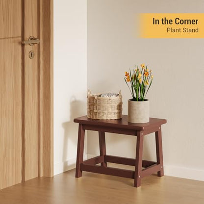 Wooden Step Stool, Foot Stool, Shoe Bench, Small Side End Table, Small Sofa Foot Stool for Bathroom Living Room Bedroom Kitchen Entryway Modern Sturdy 16.5x11x11.8inchs (Coffee) - color: Coffee, size: Small