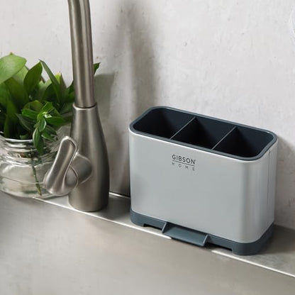Gibson Home Ledgebrook Sink Caddy With Metal Panel, Sponge Holder for Kitchen Sink, Countertop Organizer and Storage Essentials With Drain Board - size: Sink Caddy w/o Rack