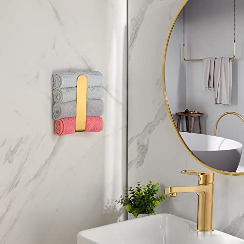Taozun Gold Towel Holder Adhesive Hand Towel Bar Rack Brushed Brass Finish | Towel Ring, Stainless Steel, Rustproof, No Drill, Strong Stick, Rustproof, Sleek Nodern Look, Renter/RV Friendly, 7.9 Inch - color: Gold, size: 8-inch
