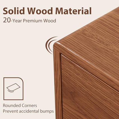 Solid Wood Nightstand Walnut Night Stand with Drawers Mid Century Modern Nightstand with Storage,Wood Night Stand,Small Bedside Table for Bedroom,Living Room,Office,Walnut Bedside Table - color: Deep Walnut, style: 2 drawers