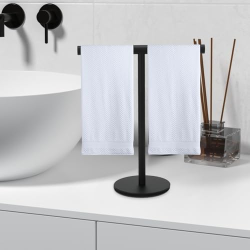 T-Shape Towel Holder, Black | Towel Rack Stand, Bathroom Vanity Countertop, Bathroom Kitchen - color: Black-1pc