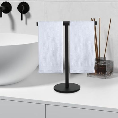 T-Shape Towel Holder, Black | Towel Rack Stand, Bathroom Vanity Countertop, Bathroom Kitchen - color: Black-1pc