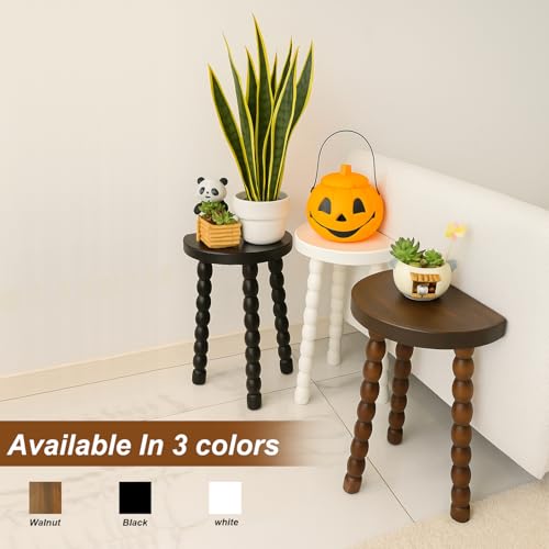 LitaEther 19.5" Wooden Bobbin Leg Side Table - Half Round Wooden Accent Stool for Bedroom, Hallway, Living Room, Sofa Side (2, Walnut) - color: Walnut