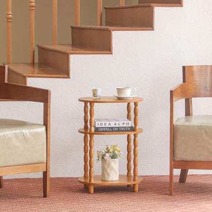 MaxSmeo End Table, Small Side Table for Small Spaces, Modern Oval Night Stand Accent Table for Living Room, Bedroom, Brown - color: Brown