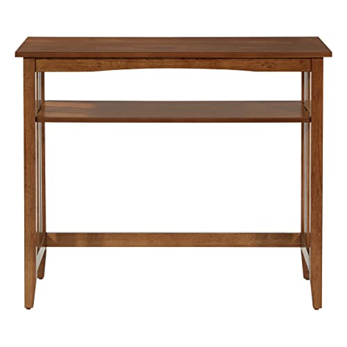 OSP Home Furnishings Sierra 36-Inch Sofa Table with Lower Storage Shelf and Mission Style Side Panels, Ash Brown