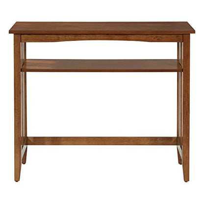 OSP Home Furnishings Sierra 36-Inch Sofa Table with Lower Storage Shelf and Mission Style Side Panels, Ash Brown