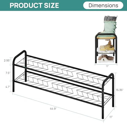 viewcare 2-Tier Shoe Rack for Closet, Extra Long Shoe Rack for Entryway & Garage, Sturdy Metal Construction, Shoe Organizer Holds 9-13 Pairs - size: 2-Tier(Extra Long)
