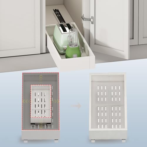 Pull out Cabinet Organizer,Expandable Width(7"-11"),Depth(17"-24"),Roll out Drawers,No Drill Adjustable Slide out Shelves for Kitchen,Pantry,for Both Lip and Lip-Free Cabinets,White(1PC) - color: White, size: (7"W-11"W)X(17"D-24"D)
