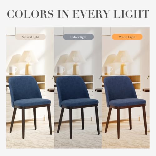 COLAMY Upholstered Dining Chairs Set of 2, Modern Kitchen Chairs with Back, Leather Side Dining Room Chairs with Wood Legs for Kitchen Dining Room Restaurant,Blue - color: Blue, size: Set of 2