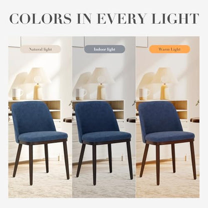 COLAMY Upholstered Dining Chairs Set of 2, Modern Kitchen Chairs with Back, Leather Side Dining Room Chairs with Wood Legs for Kitchen Dining Room Restaurant,Blue - color: Blue, size: Set of 2