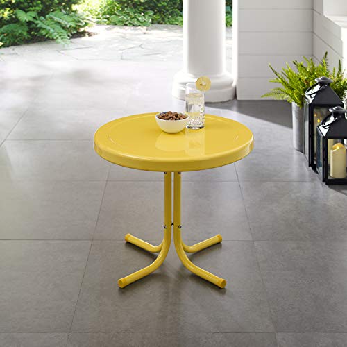 Crosley Furniture Griffith Weather Resistant Retro Metal Outdoor Side Table for Patio, Deck, Porch, Yellow - color: Yellow