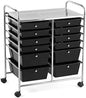 Moccha 12-Drawer Rolling Storage Cart - Utility Cart on Wheels with Lockable Casters for Craft Art Supply Paper Salon, Mobile Drawer Carts for Classroom Teacher School Office - color: Black, style: 12 Drawers