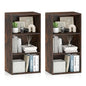 Giantex 3 Tier Bookcases Set of 2, 31.5" Bookshelf Cube Storage Organizer, Open Storage Cabinet Multi-Functional Home Office Bedroom Furniture Display Bookcases, Rustic Brown - color: Rustic Brown
