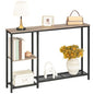 HOOBRO Narrow Console Table, Sofa Table, 44.9" Skinny Entryway Table, Long Behind Couch Table with Storage Shelves, for Living Room, Foyer, Hallway, Greige and Black BG86XG01 - color: Greige + Black
