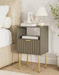 Nightstand,Modern Bedside Table with Gold Frame,Grey Night Stand,Bedside Furniture, Modern Side Table with Drawer and Shelf for Bedroom,Living Room (Grey) - color: Grey