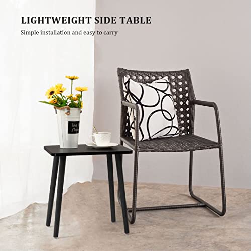 FORAOFUR Side Table, Modern Accent End Table with Wooden Legs, Easy to Assemble Mini Living Room Table for Sofa Bedroom, Minimalist Black Furniture for Small Apartments and Limited Spaces | Minimalist black wood legs, fits sofa/bedroom/living, compact, li
