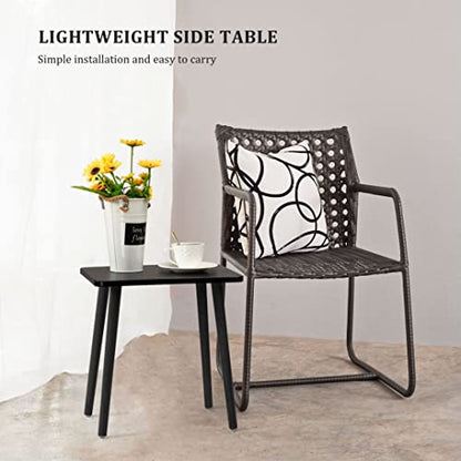 FORAOFUR Side Table, Modern Accent End Table with Wooden Legs, Easy to Assemble Mini Living Room Table for Sofa Bedroom, Minimalist Black Furniture for Small Apartments and Limited Spaces | Minimalist black wood legs, fits sofa/bedroom/living, compact, li