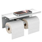 FORIOUS Toilet Paper Holder with Shelf, Commercial Toilet Paper Dispensers | Chrome | Wall Mount Bathroom Tissue Holder | SUS304 Stainless Steel Rustproof | Double Tissue Roll Holder - color: Chrome