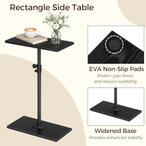 MAHANCRIS Narrow Side Table, Height Adjustable Sofa Table, Tall Couch Table | Small End Table for Small Spaces, Sturdy Wooded Nightstand, Easy Assembly, Multi-Functional, Living Room, Bedroom, Black - color: Black