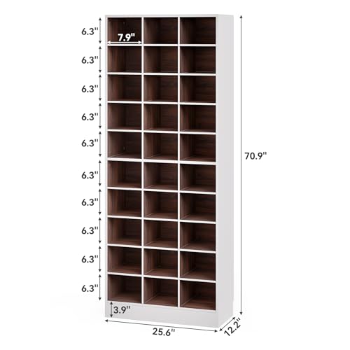 LITTLE TREE 70.9" Tall Shoe Rack, 10-Tier Freestanding Shelf, Max. Store 30 Pairs, Shoe Cabinet Organizer for Living Room, Entryway, Cloakroom, White + Brown - color: White + Brown