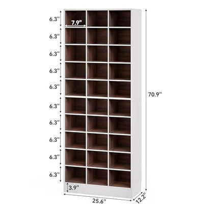 LITTLE TREE 70.9" Tall Shoe Rack, 10-Tier Freestanding Shelf, Max. Store 30 Pairs, Shoe Cabinet Organizer for Living Room, Entryway, Cloakroom, White + Brown - color: White + Brown