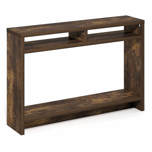 Furinno Viola Entryway Table, 3-Tier Narrow Console Table with Extra Thick Frame and Storage Shelf, 47.2" Wide Sofa Table, for Living Room, Home Office, Entryway, Amber Pine - color: Amber Pine