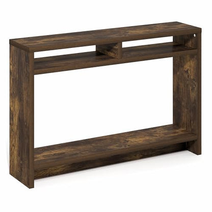 Furinno Viola Entryway Table, 3-Tier Narrow Console Table with Extra Thick Frame and Storage Shelf, 47.2" Wide Sofa Table, for Living Room, Home Office, Entryway, Amber Pine - color: Amber Pine