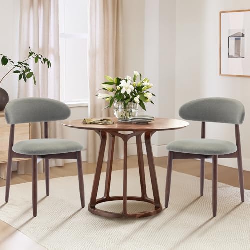 COLAMY Wooden Dining Room Chairs Set of 4, Modern Upholstered Fabric Dining Chairs, Farmhouse Kitchen Side Chair with Foot Pegs, Green - color: Green, size: Set of 4