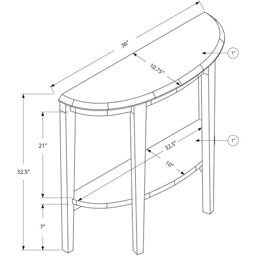Monarch Specialties Console Table - Narrow Entry Table, 36” L (Dark Taupe) - color: Dark Taupe