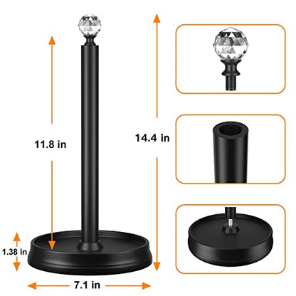 KASUNTO Paper Towel Holder, Steel Paper Towel Holder Countertop with Crystal Head for Kitchen Countertops, Bars & Dining Tables (Matte Black,2 Pack) - color: Matte Black 2 Pcs